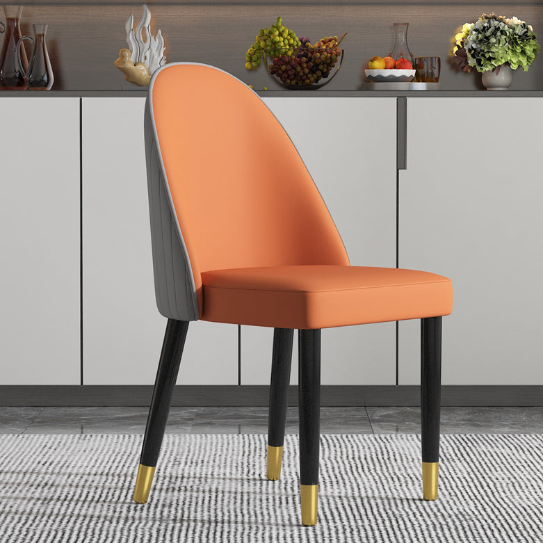 Silla de comedor de estilo escandinavo, silla Parsons acolchada sin brazos de madera (juego de 2)
