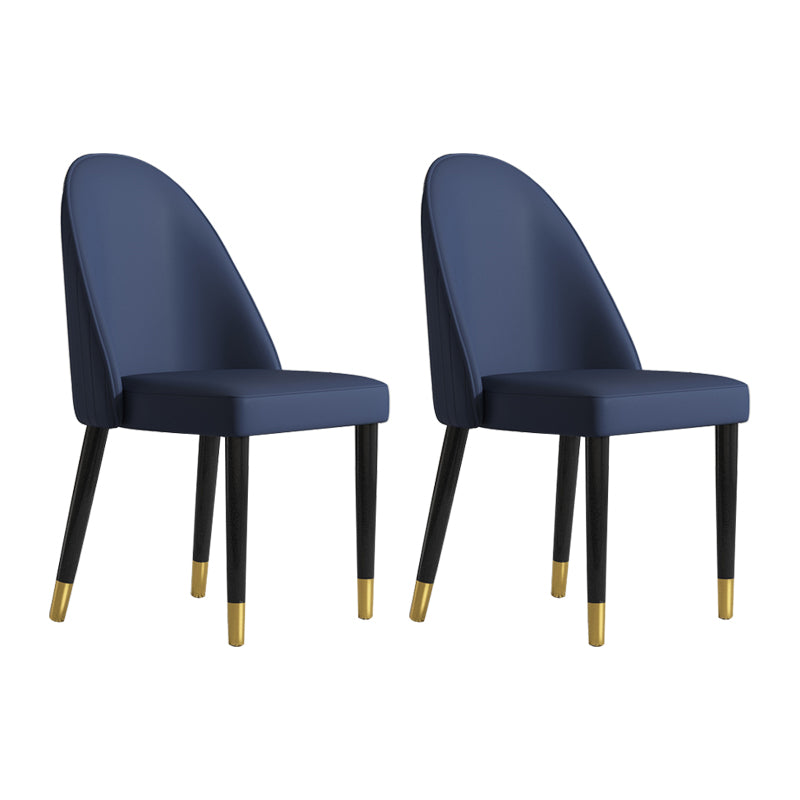 Silla de comedor de estilo escandinavo, silla Parsons acolchada sin brazos de madera (juego de 2)