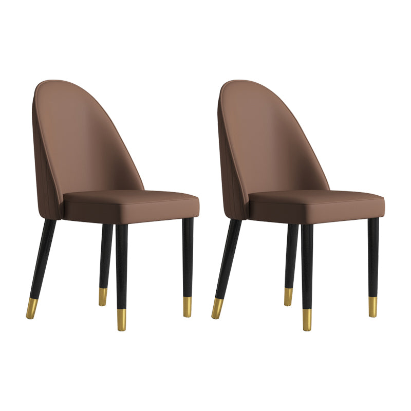 Silla de comedor de estilo escandinavo, silla Parsons acolchada sin brazos de madera (juego de 2)
