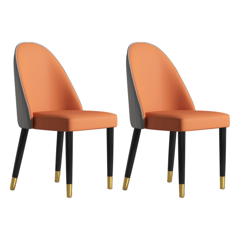 Silla de comedor de estilo escandinavo, silla Parsons acolchada sin brazos de madera (juego de 2)