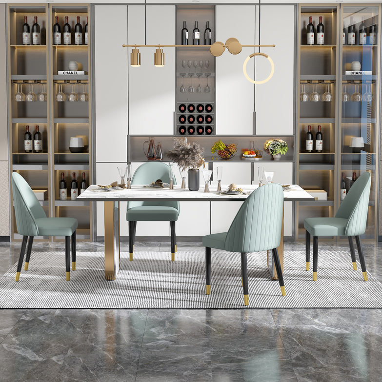 Silla de comedor de estilo escandinavo, silla Parsons acolchada sin brazos de madera (juego de 2)