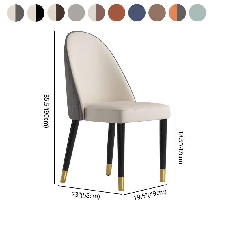 Silla de comedor de estilo escandinavo, silla Parsons acolchada sin brazos de madera (juego de 2)