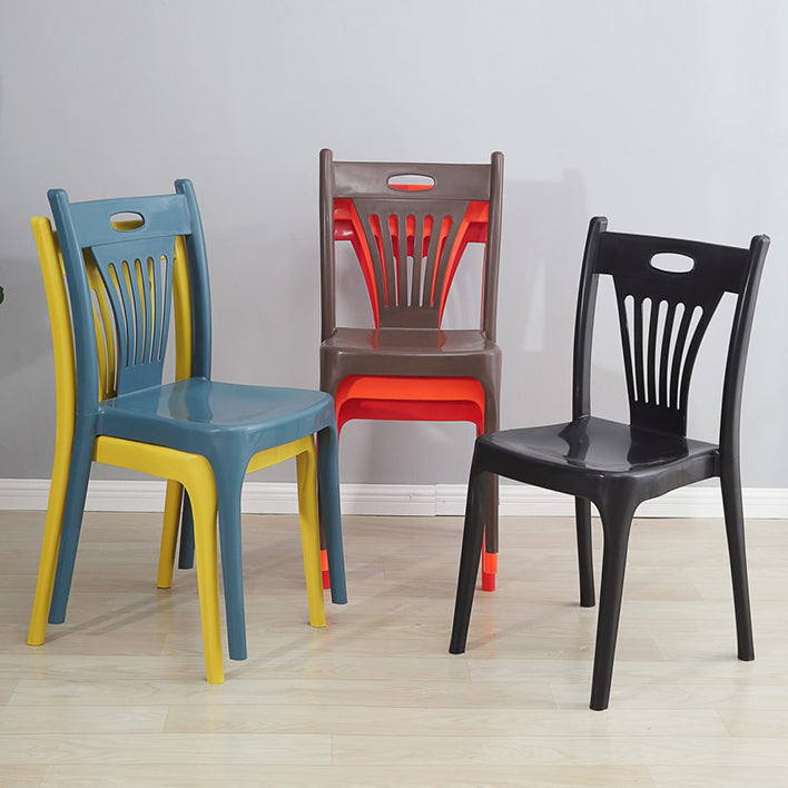 Sillas de comedor de estilo nórdico, sillas laterales de plástico sin brazos para cocina (juego de 4)