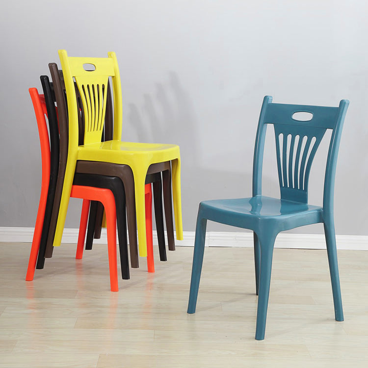 Sillas de comedor de estilo nórdico, sillas laterales de plástico sin brazos para cocina (juego de 4)