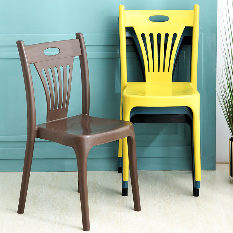 Sillas de comedor de estilo nórdico, silla auxiliar de plástico sin brazos para cocina (juego de 4)