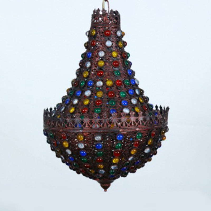 Metal Teardrop Chandelier Light Fixture Decorative 2 Lights Restaurant Hanging Lamp in Black