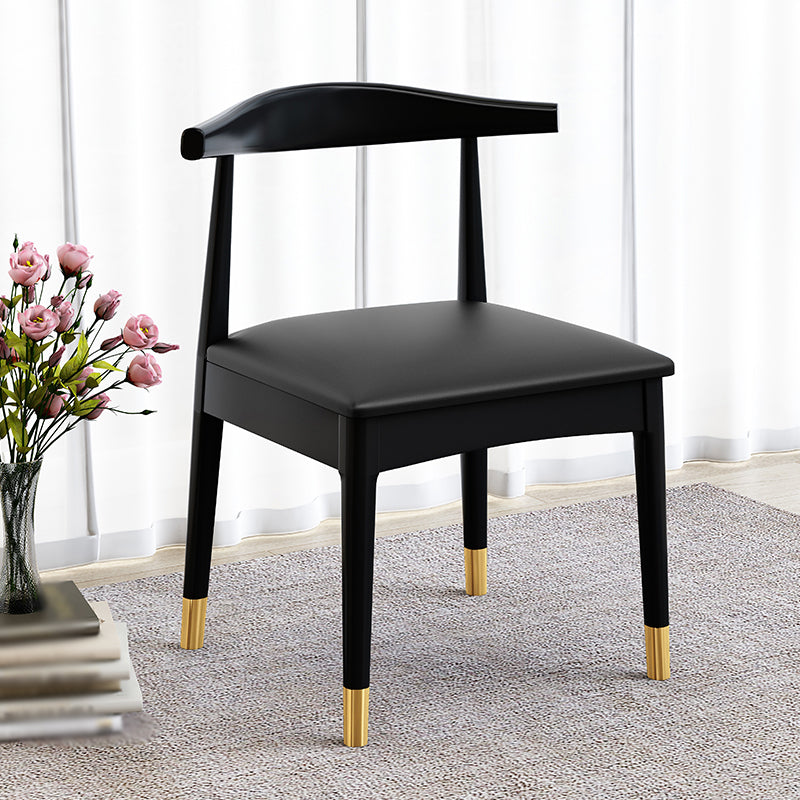 Silla de comedor de madera de estilo escandinavo, silla sin brazos con cuerno de vaca