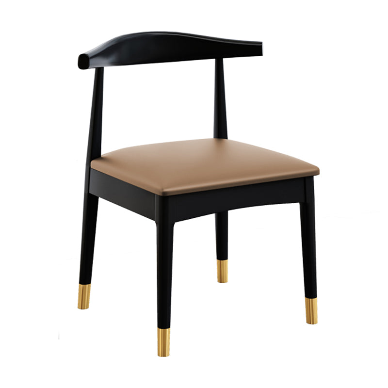 Silla de comedor de madera de estilo escandinavo, silla sin brazos con cuerno de vaca
