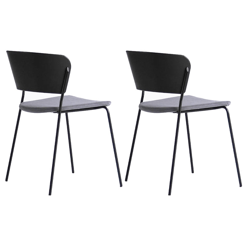 Contemporary Metal Stackable Chairs Kitchen Dining Room Open Back Side Chair