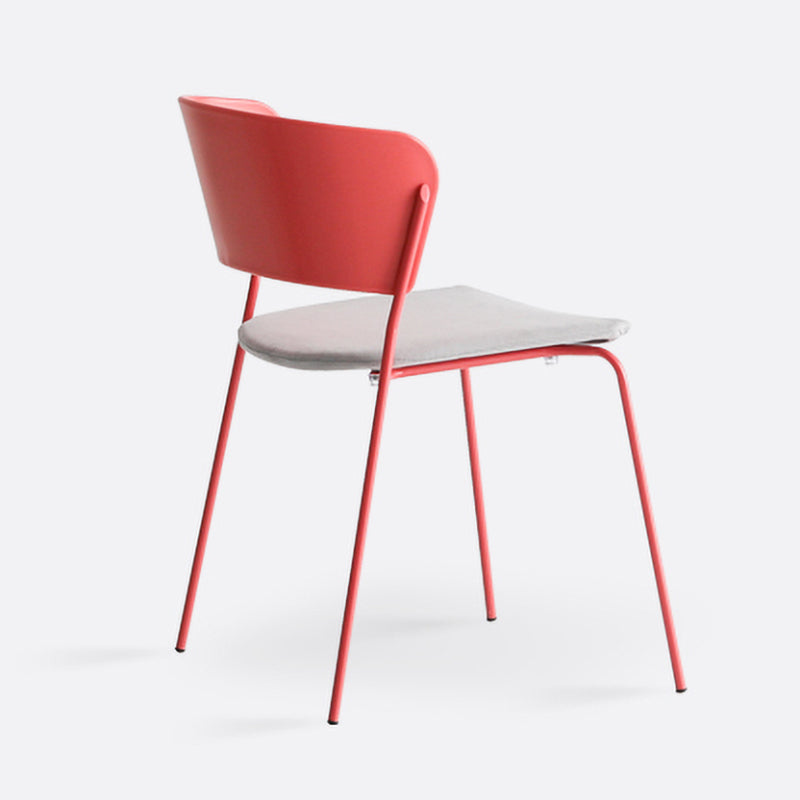 Contemporary Metal Stackable Chairs Kitchen Dining Room Open Back Side Chair