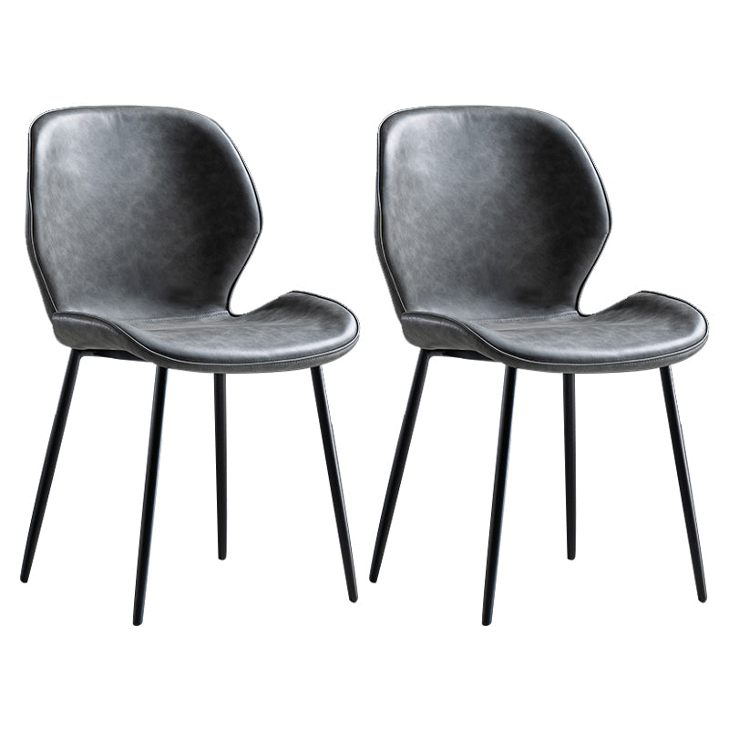 Chaise d'appoint scandinave en cuir avec finition mate et dossier à oreilles (Ensemble de 2)