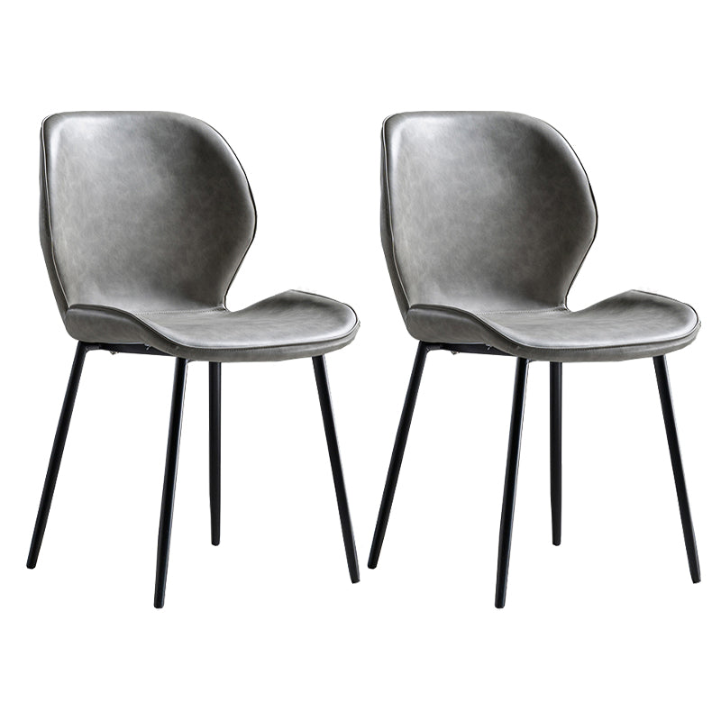 Chaise d'appoint scandinave en cuir avec finition mate et dossier à oreilles (Ensemble de 2)