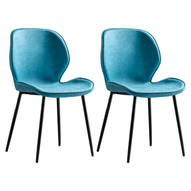 Chaise d'appoint scandinave en cuir avec finition mate et dossier à oreilles (Ensemble de 2)