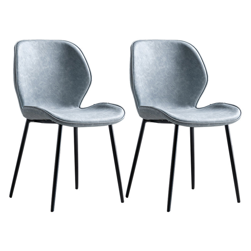 Chaise d'appoint scandinave en cuir avec finition mate et dossier à oreilles (Ensemble de 2)