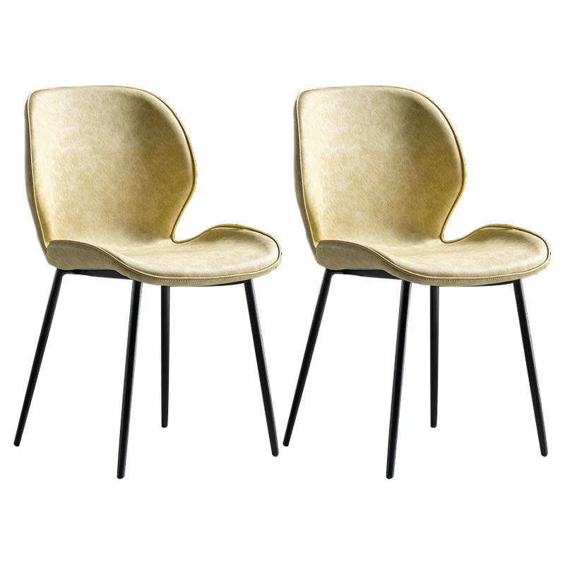 Chaise d'appoint scandinave en cuir avec finition mate et dossier à oreilles (Ensemble de 2)