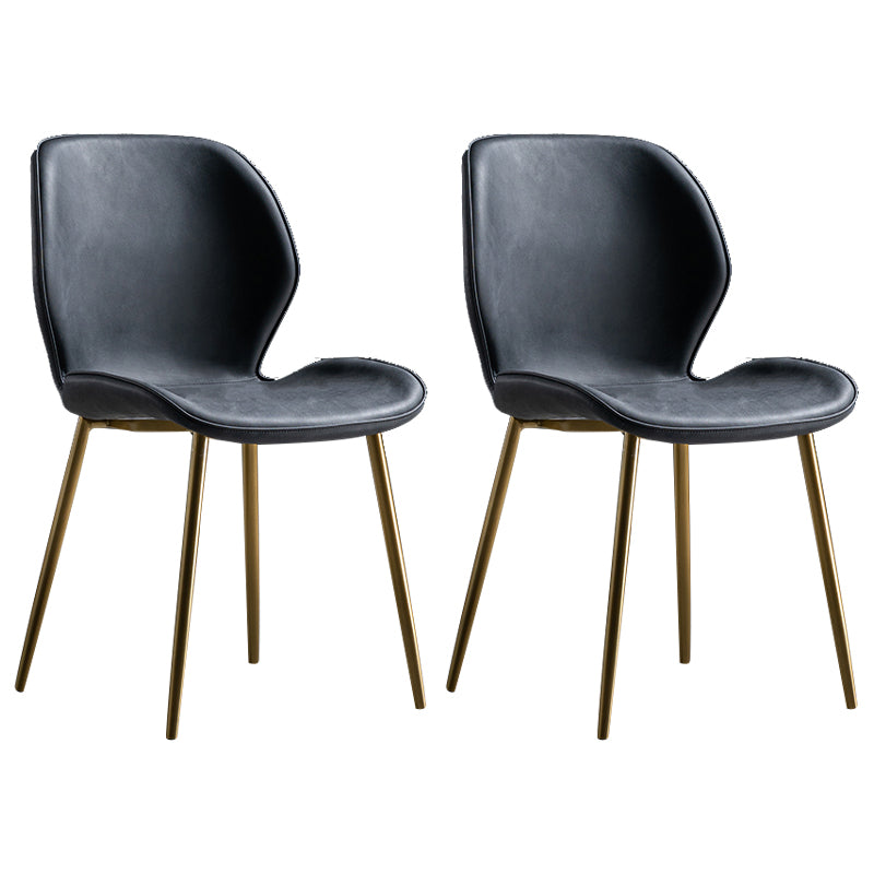 Chaise d'appoint scandinave en cuir avec finition mate et dossier à oreilles (Ensemble de 2)