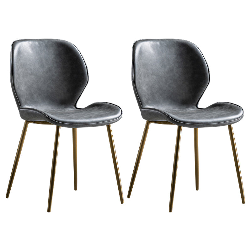 Chaise d'appoint scandinave en cuir avec finition mate et dossier à oreilles (Ensemble de 2)