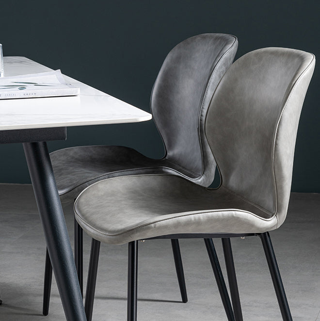 Chaise d'appoint scandinave en cuir avec finition mate et dossier à oreilles (Ensemble de 2)