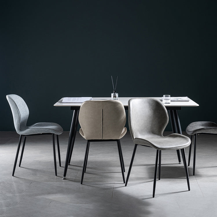 Chaise d'appoint scandinave en cuir avec finition mate et dossier à oreilles (Ensemble de 2)
