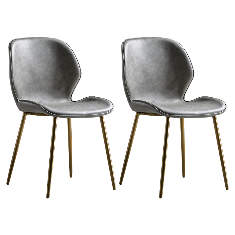 Chaise d'appoint scandinave en cuir avec finition mate et dossier à oreilles (Ensemble de 2)