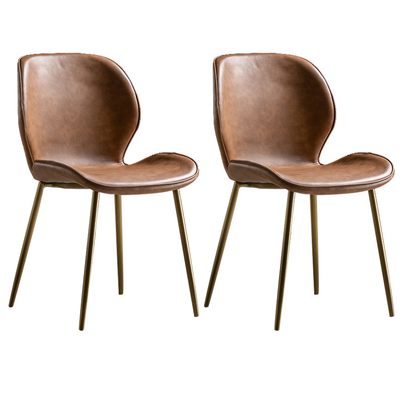 Chaise d'appoint scandinave en cuir avec finition mate et dossier à oreilles (Ensemble de 2)