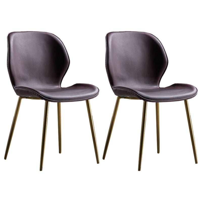 Chaise d'appoint scandinave en cuir avec finition mate et dossier à oreilles (Ensemble de 2)