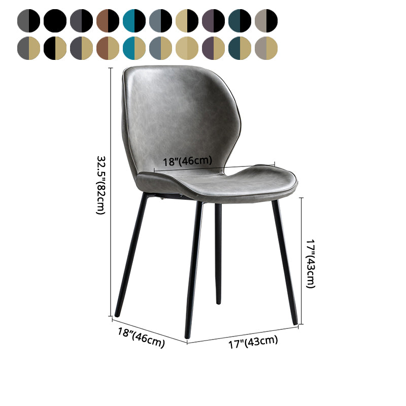 Chaise d'appoint scandinave en cuir avec finition mate et dossier à oreilles (Ensemble de 2)