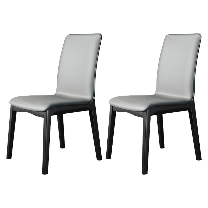 Chaise de salle à manger en bois de style scandinave Chaise sans accoudoirs à dossier solide (Ensemble de 2)