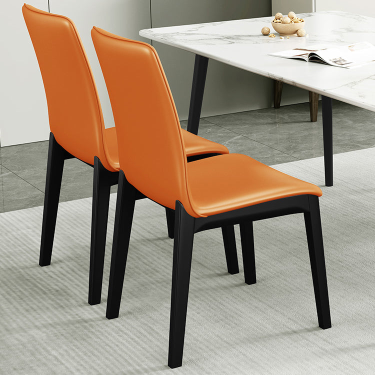 Silla de comedor de madera de estilo escandinavo, silla sin brazos con respaldo macizo (juego de 2)