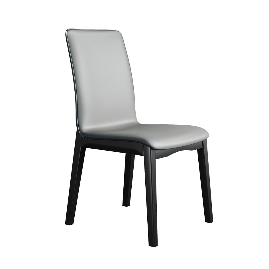 Silla de comedor de madera de estilo escandinavo, silla sin brazos con respaldo macizo (juego de 2)