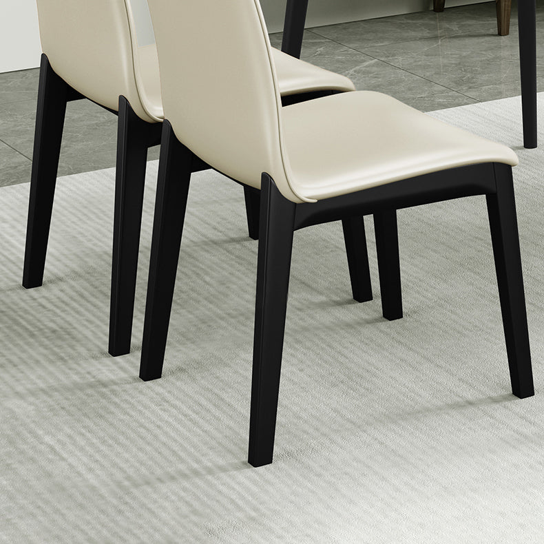 Silla de comedor de madera de estilo escandinavo, silla sin brazos con respaldo macizo (juego de 2)
