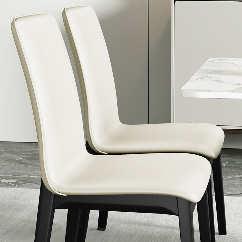 Silla de comedor de madera de estilo escandinavo, silla sin brazos con respaldo macizo (juego de 2)
