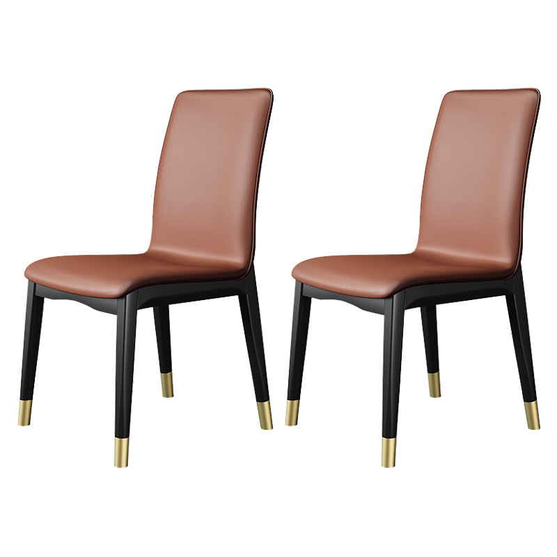 Silla de comedor de madera de estilo escandinavo, silla sin brazos con respaldo macizo (juego de 2)