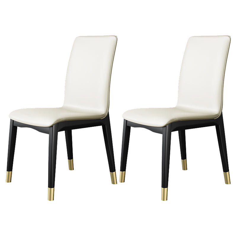 Silla de comedor de madera de estilo escandinavo, silla sin brazos con respaldo macizo (juego de 2)