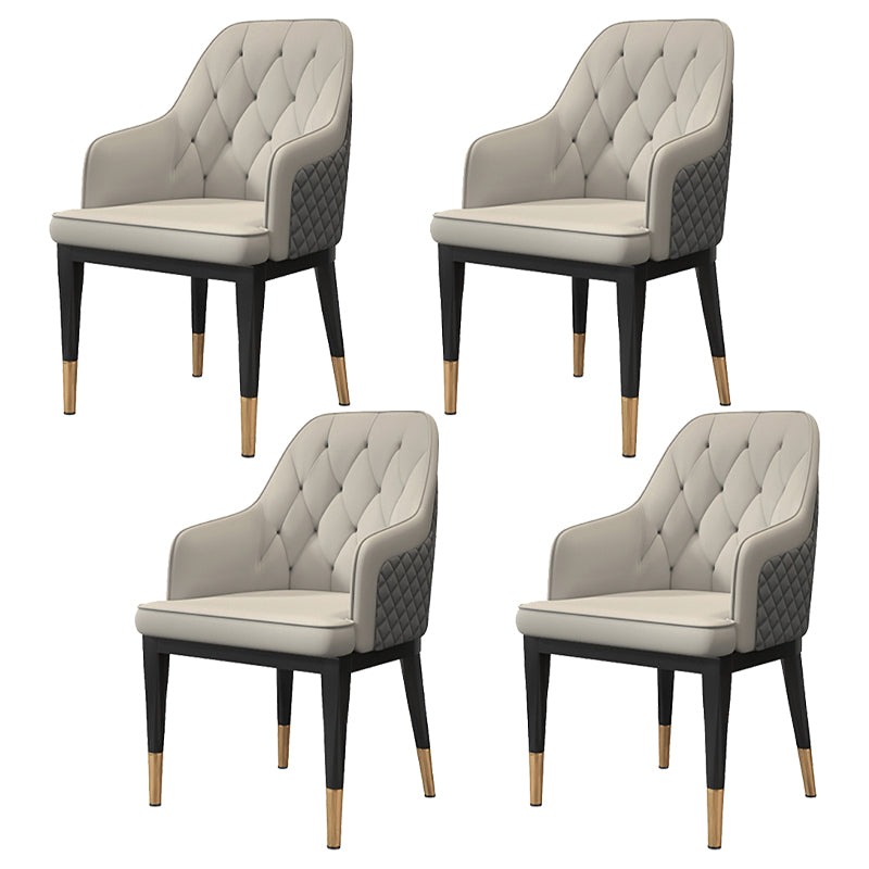 Solide achterkant van de achterste stoelen met stoffen met metalen benen gestoffeerde dineren met metalen benen