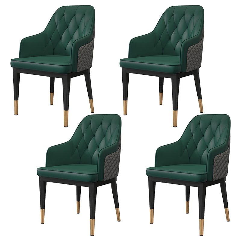 Solide achterkant van de achterste stoelen met stoffen met metalen benen gestoffeerde dineren met metalen benen