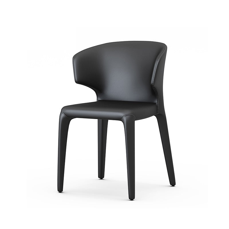 Chaise de salle à manger avec accoudoirs de style design, finition mate, avec dossier à oreilles (Ensemble de 2)