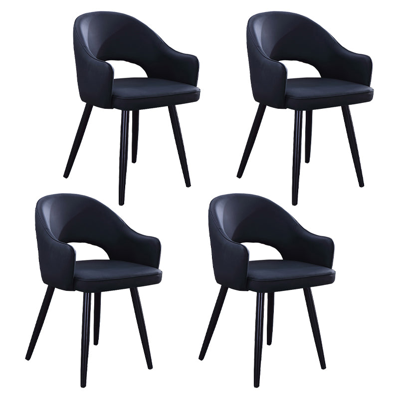 Sillón casero escandinavo tapizado con respaldo abierto Silla de comedor de metal