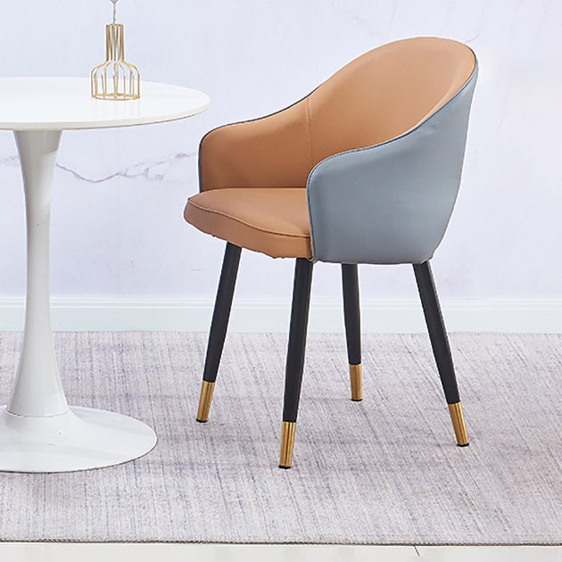 Sillón casero escandinavo tapizado con respaldo abierto Silla de comedor de metal