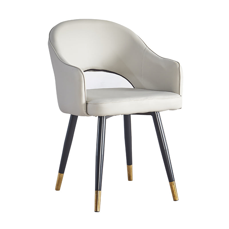 Sillón casero escandinavo tapizado con respaldo abierto Silla de comedor de metal