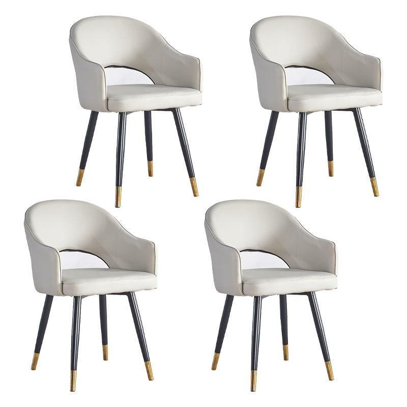 Sillón casero escandinavo tapizado con respaldo abierto Silla de comedor de metal