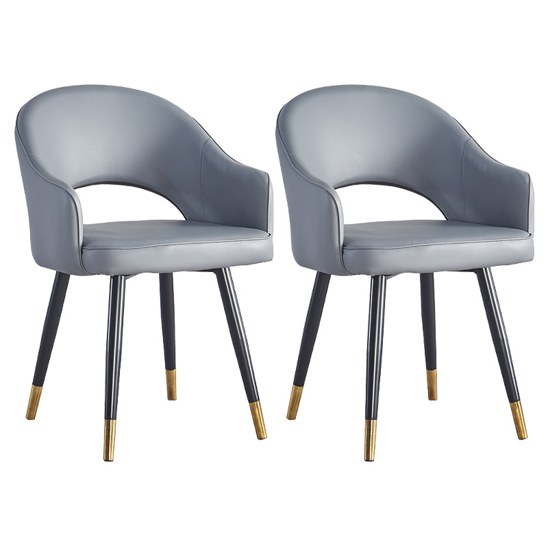 Sillón casero escandinavo tapizado con respaldo abierto Silla de comedor de metal