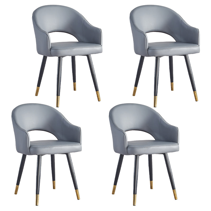 Sillón casero escandinavo tapizado con respaldo abierto Silla de comedor de metal
