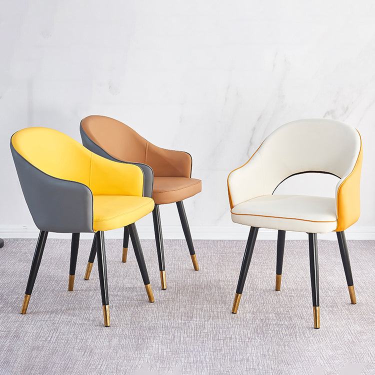Sillón casero escandinavo tapizado con respaldo abierto Silla de comedor de metal
