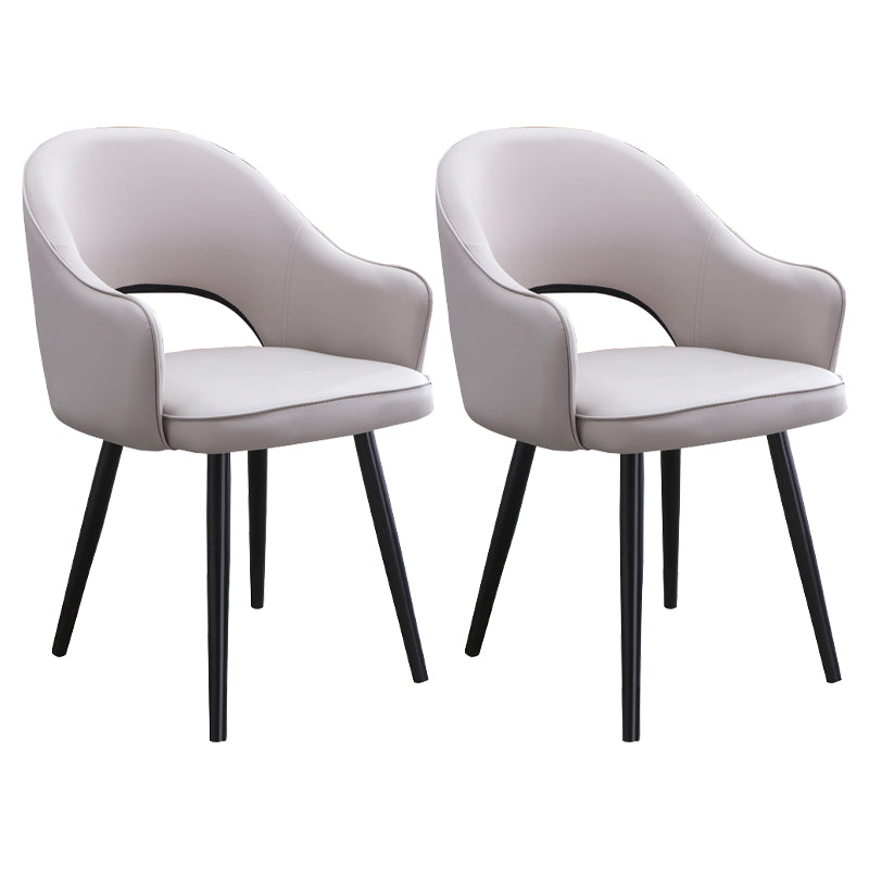 Sillón casero escandinavo tapizado con respaldo abierto Silla de comedor de metal