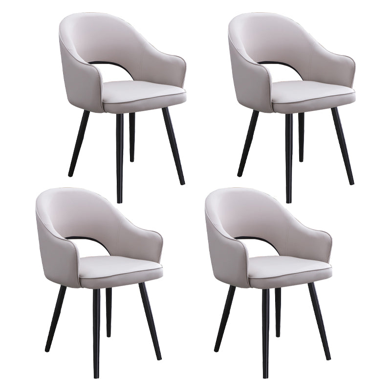 Sillón casero escandinavo tapizado con respaldo abierto Silla de comedor de metal