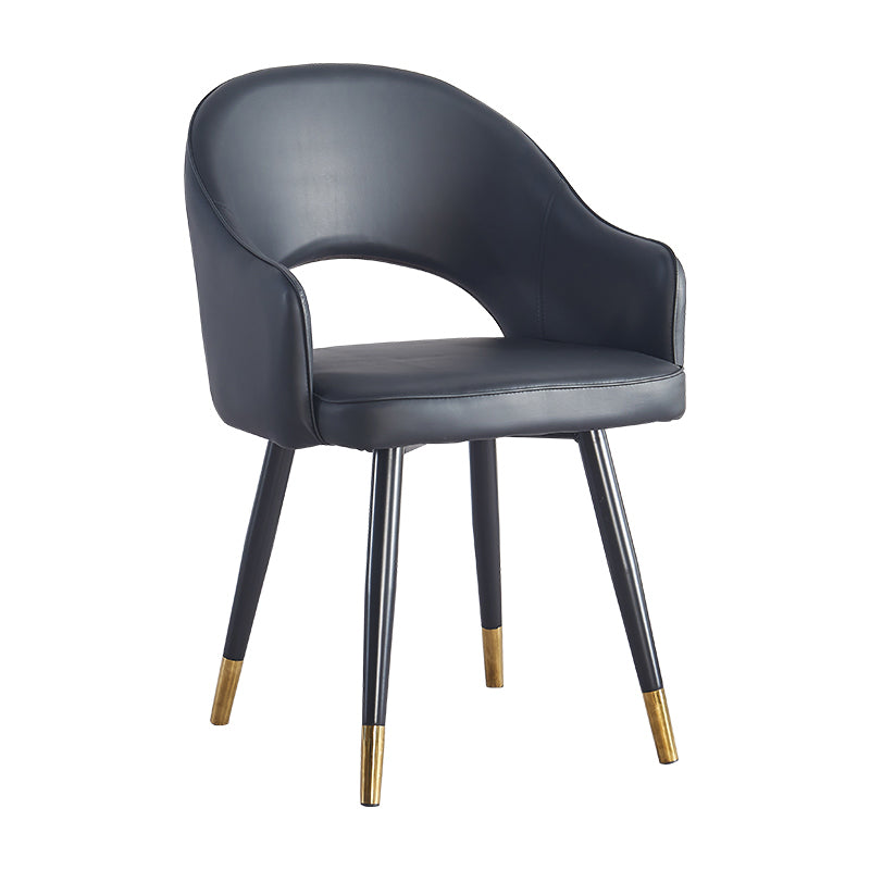 Sillón casero escandinavo tapizado con respaldo abierto Silla de comedor de metal