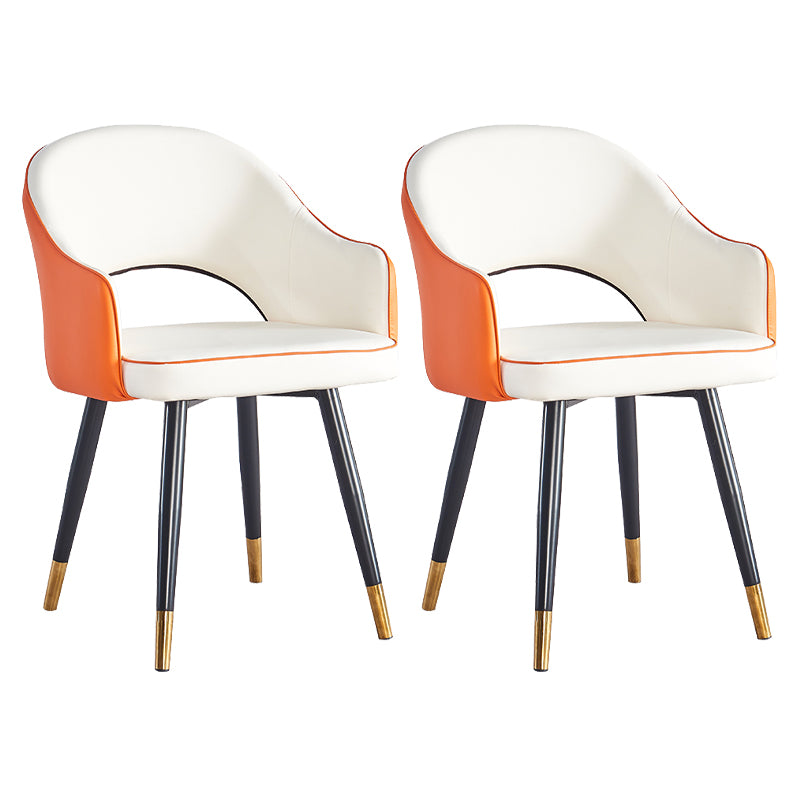 Sillón casero escandinavo tapizado con respaldo abierto Silla de comedor de metal