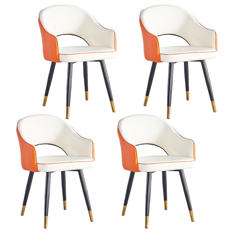 Sillón casero escandinavo tapizado con respaldo abierto Silla de comedor de metal