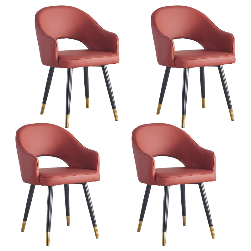 Sillón casero escandinavo tapizado con respaldo abierto Silla de comedor de metal